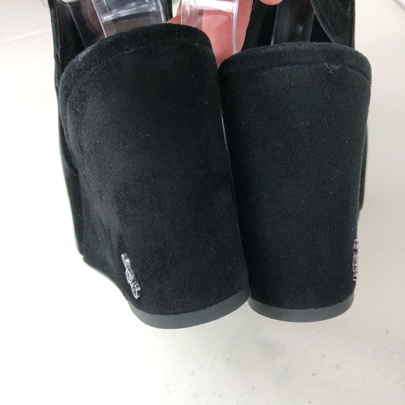 Sam Edelman Black Wedge Suede Sandals Size 6M - Picture 6 of 8